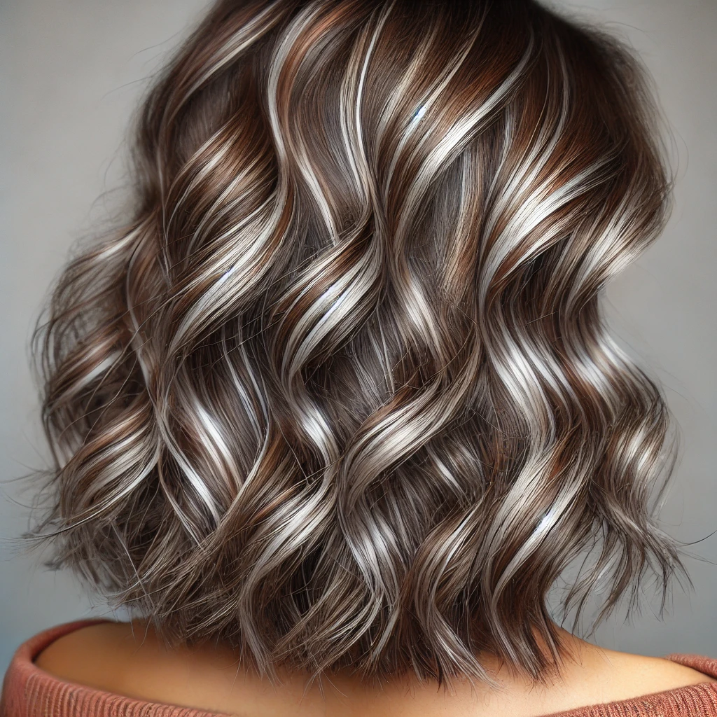 Warm Brunette with Silver Lowlights